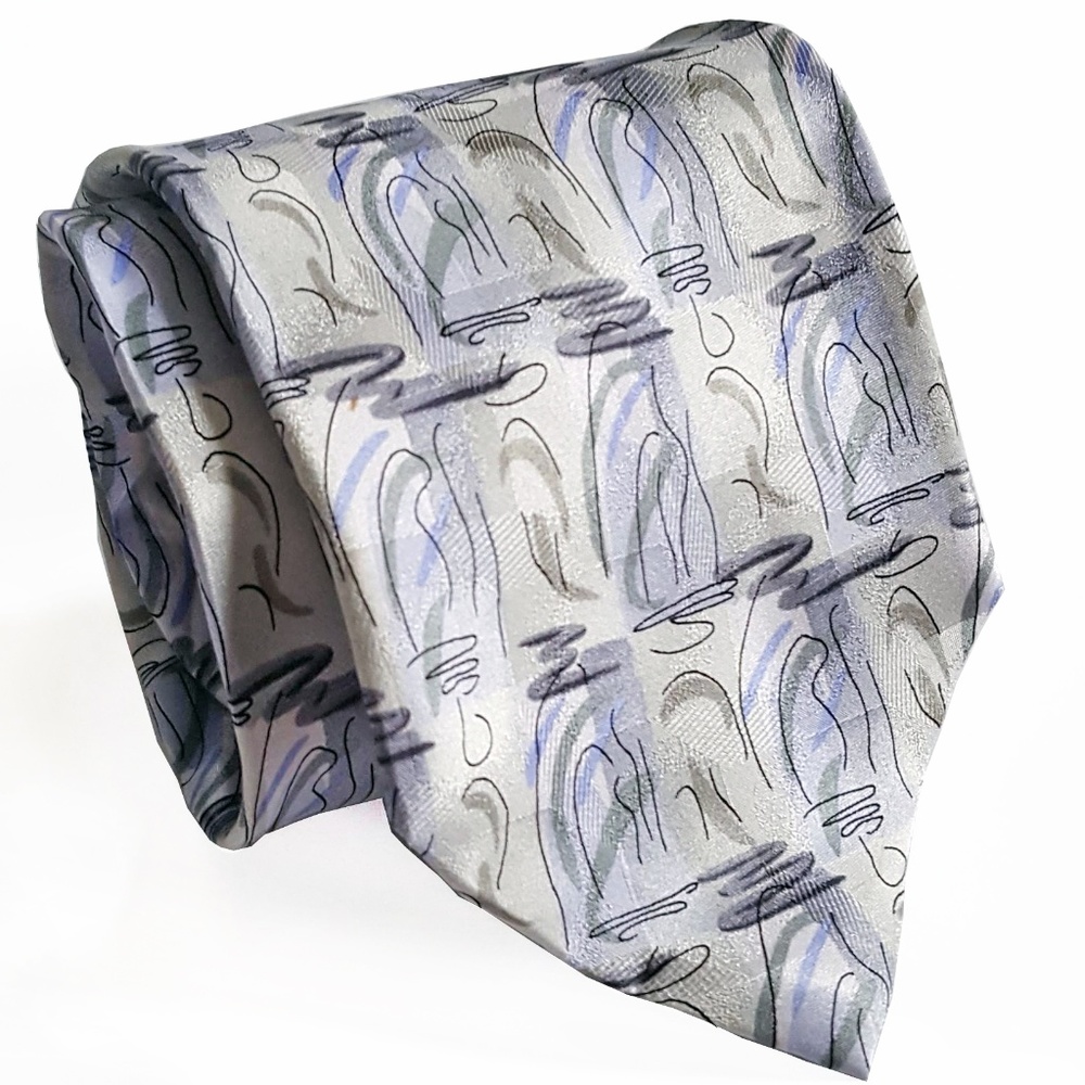 J. Garcia Mens Silk In The Park Abstract Tie Blue